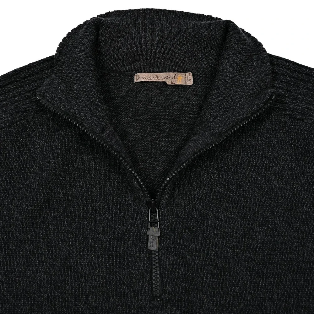 Smartwool Men's 100% Merino Wool Quarter 1/4 Zip Sweater Black Large Outdoor